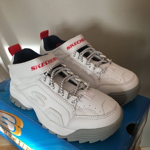 BRAND NEW youth boy girl skechers intershift white velcro shoes size 12 & 13 - Picture 6 of 8